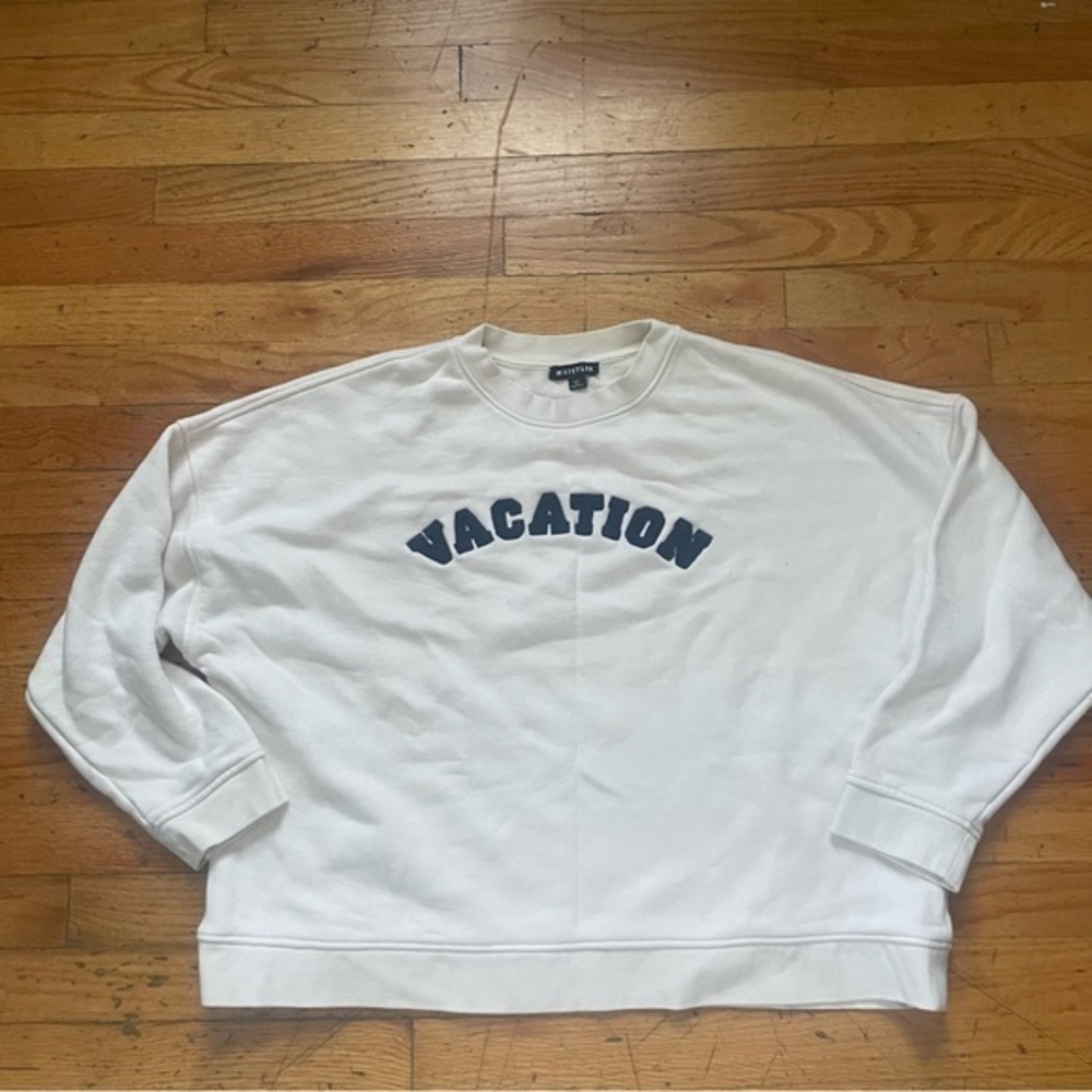 Whistles White Graphic Vacation Sweatshirt Size Medium